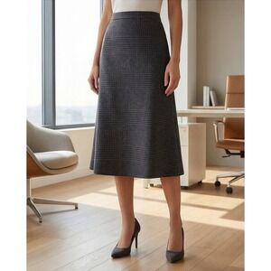 Vintage Handmade Large Tweed Wool Plaid Pencil Skirt Career Business Casual 36